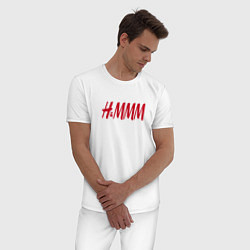 Пижама хлопковая мужская H&MMM LOGO, цвет: белый — фото 2