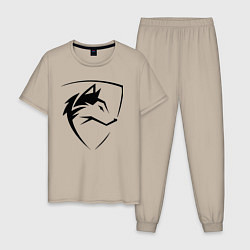 Пижама хлопковая мужская Wolf Emblem Jaw, цвет: миндальный
