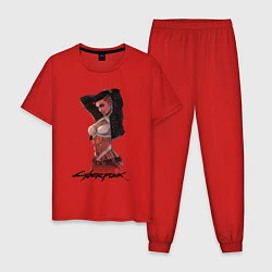 Пижама хлопковая мужская Vi cyberpunk 2077 Ви, цвет: красный