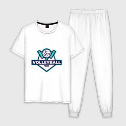 Пижама хлопковая мужская Volleyball - Club, цвет: белый