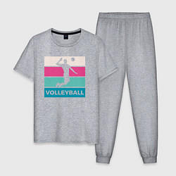 Пижама хлопковая мужская Volleyball Play, цвет: меланж