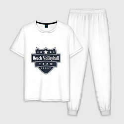 Пижама хлопковая мужская Beach Volleyball Team, цвет: белый