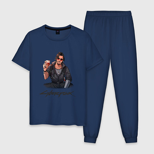 Мужская пижама Cyberpunk 2077 Johnny Джонни / Тёмно-синий – фото 1