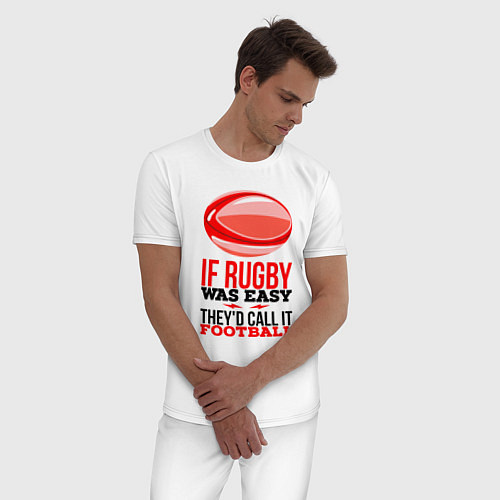 Мужская пижама Если бы регби было легким, его бы называли футболо / Белый – фото 3