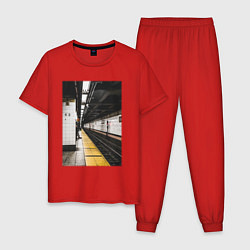 Пижама хлопковая мужская Метрополитен В Нью-Йорке, цвет: красный