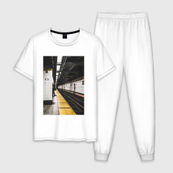 Пижама хлопковая мужская Метрополитен В Нью-Йорке, цвет: белый