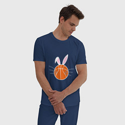 Пижама хлопковая мужская Basketball Bunny, цвет: тёмно-синий — фото 2