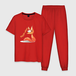 Пижама хлопковая мужская Лисичка фыр фыр, цвет: красный