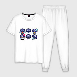 Пижама хлопковая мужская Значки на Дэррила Пины Бравл Старс Darryl, цвет: белый