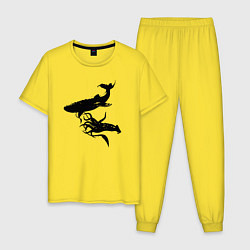 Пижама хлопковая мужская Кит и Кальмар, цвет: желтый