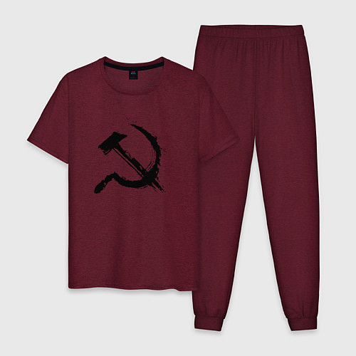 Мужская пижама Серп и молотсоветский / Меланж-бордовый – фото 1