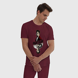 Пижама хлопковая мужская Fight Сlub, цвет: меланж-бордовый — фото 2