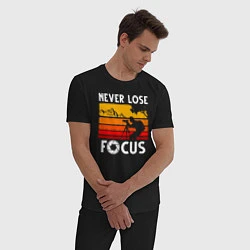 Пижама хлопковая мужская Never lose focus, цвет: черный — фото 2