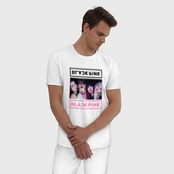 Пижама хлопковая мужская BLACKPINK Lovesick Girls, цвет: белый — фото 2