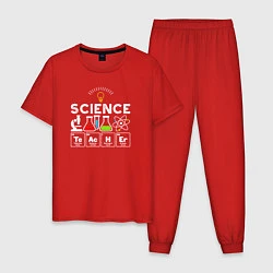 Пижама хлопковая мужская Учитель науки, цвет: красный