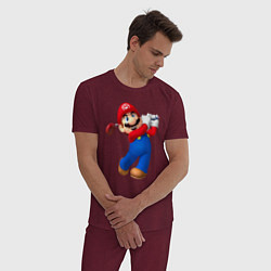 Пижама хлопковая мужская Марио - крутейший гольфист Super Mario, цвет: меланж-бордовый — фото 2