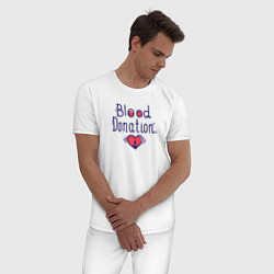 Пижама хлопковая мужская Blood Donation, цвет: белый — фото 2