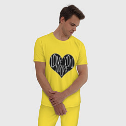 Пижама хлопковая мужская Люблю тебя больше, цвет: желтый — фото 2