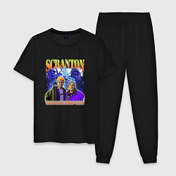 Пижама хлопковая мужская Scranton electric city, цвет: черный