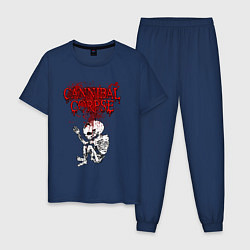 Пижама хлопковая мужская Cannibal Corpse skeleton, цвет: тёмно-синий