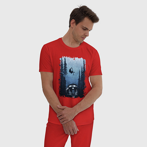 Мужская пижама Через Поезд / Красный – фото 3