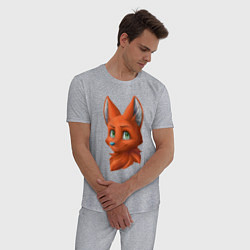 Пижама хлопковая мужская Милая лисичка Cute fox, цвет: меланж — фото 2