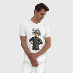 Пижама хлопковая мужская GTA 5 Pilot, цвет: белый — фото 2