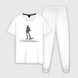 Пижама хлопковая мужская TITANFALL PENCIL ART титанфолл, цвет: белый