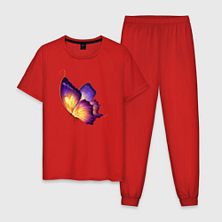 Пижама хлопковая мужская Красивая бабочка A very beautiful butterfly, цвет: красный