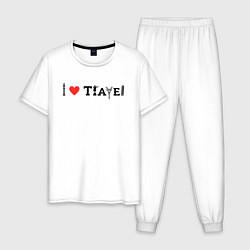 Пижама хлопковая мужская I Love Travel, цвет: белый