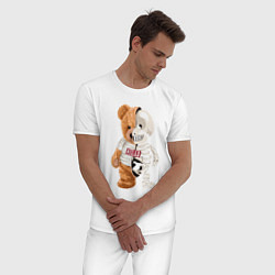 Пижама хлопковая мужская МИШКА СКЕЛЕТ BEAR SKELETON, цвет: белый — фото 2