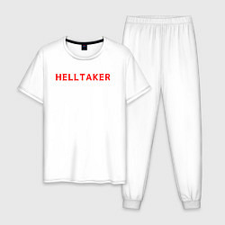 Пижама хлопковая мужская Helltaker logo, цвет: белый