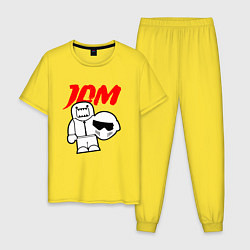 Пижама хлопковая мужская JDM Japan Racer, цвет: желтый