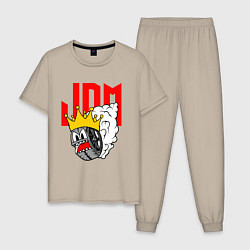 Пижама хлопковая мужская JDM Wheel King, цвет: миндальный