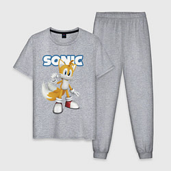 Пижама хлопковая мужская Майлз Тейлз Прауэр Sonic Видеоигра, цвет: меланж
