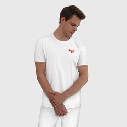 Пижама хлопковая мужская Noize mc красное лого, цвет: белый — фото 2