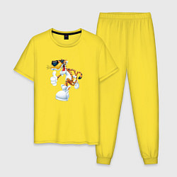 Пижама хлопковая мужская Cool tiger Сartoon, цвет: желтый