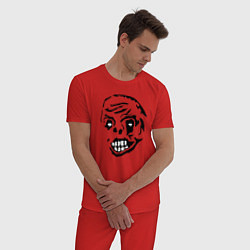 Пижама хлопковая мужская Zombie face, цвет: красный — фото 2