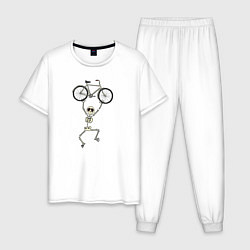 Мужская пижама Скелетик и велосипед