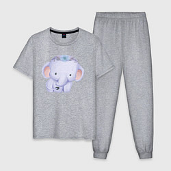 Пижама хлопковая мужская Милый Слонёнок, цвет: меланж