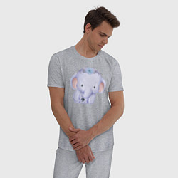 Пижама хлопковая мужская Милый Слонёнок, цвет: меланж — фото 2
