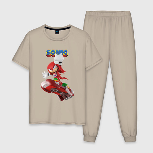 Мужская пижама Knuckles Echidna Sonic Video game Ехидна Наклз Вид / Миндальный – фото 1