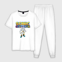 Пижама хлопковая мужская Silver Hedgehog Sonic Video Game, цвет: белый