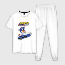 Пижама хлопковая мужская Sonic Free Riders Hedgehog Racer, цвет: белый