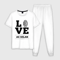 Пижама хлопковая мужская AC Milan Love Классика, цвет: белый