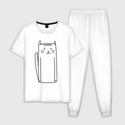 Мужская пижама Длинный белый кот