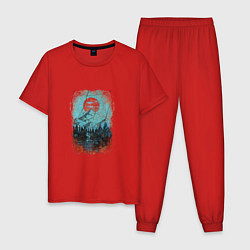 Пижама хлопковая мужская Vintage trails, цвет: красный