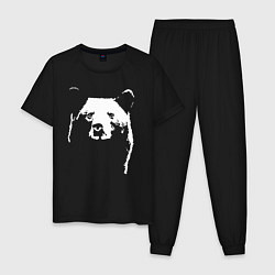 Пижама хлопковая мужская Медвежий лик, цвет: черный