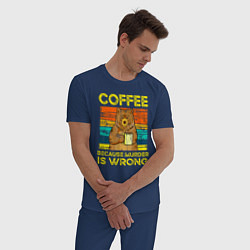 Пижама хлопковая мужская Кофе, потому что убийство это неправильно, цвет: тёмно-синий — фото 2