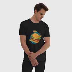 Пижама хлопковая мужская Бургер Планета Planet Burger, цвет: черный — фото 2